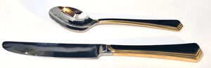 YAMAZAKI Patrick Ramona Black/Gold Stainless Teaspoon and Knife